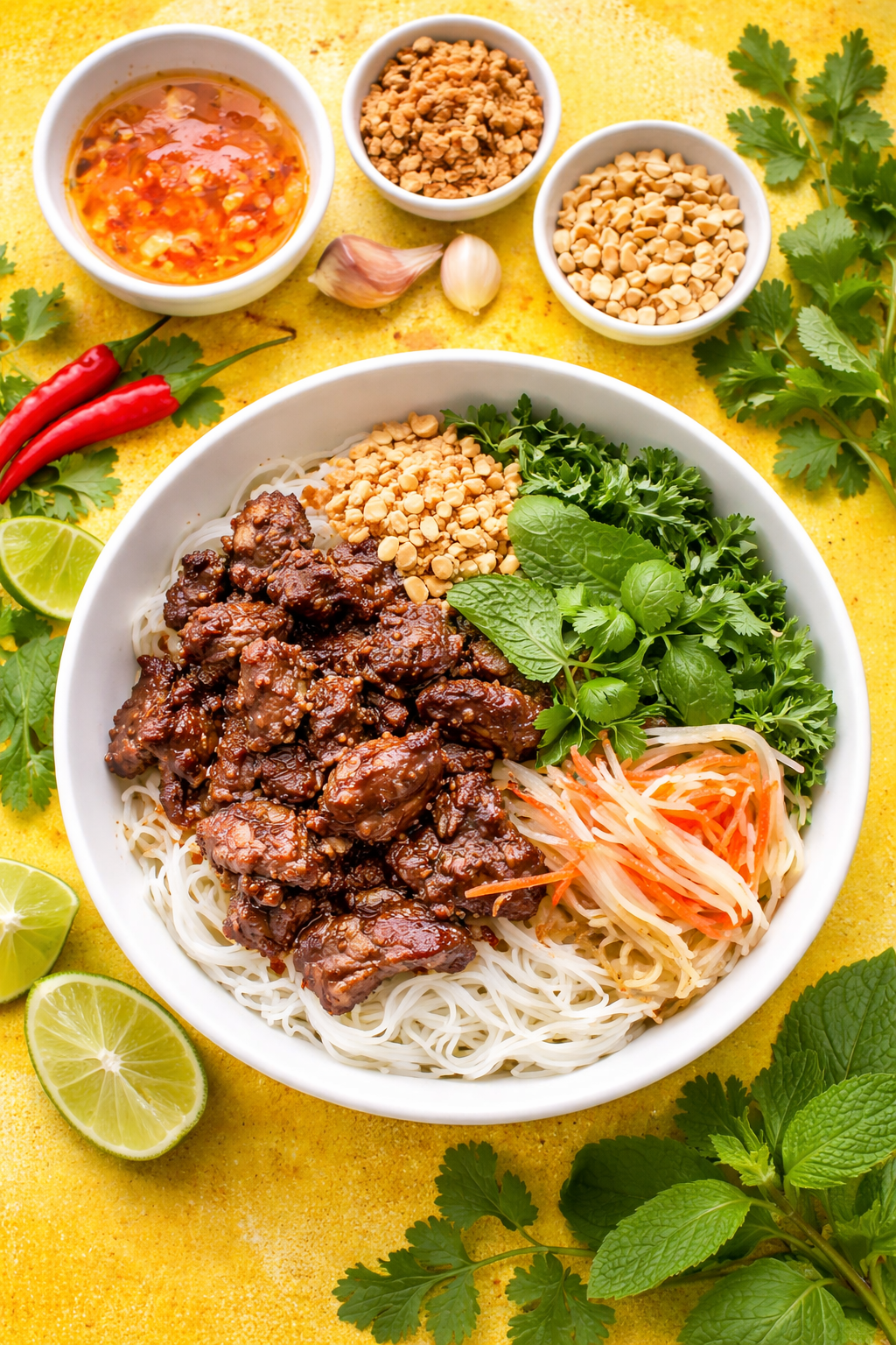 Bún Thịt Nướng et ses accompagnements