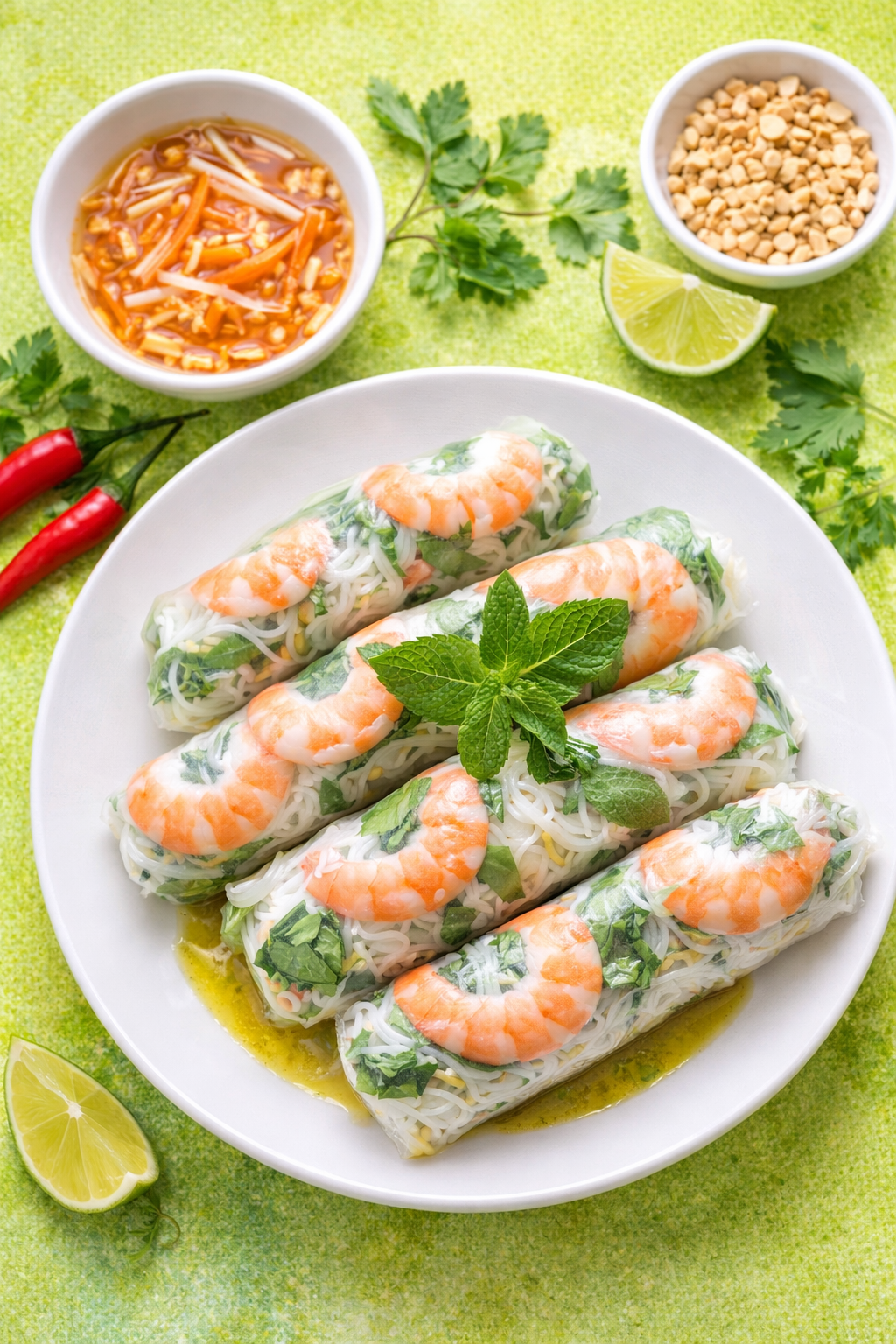 Rouleaux de printemps vietnamiens colorés